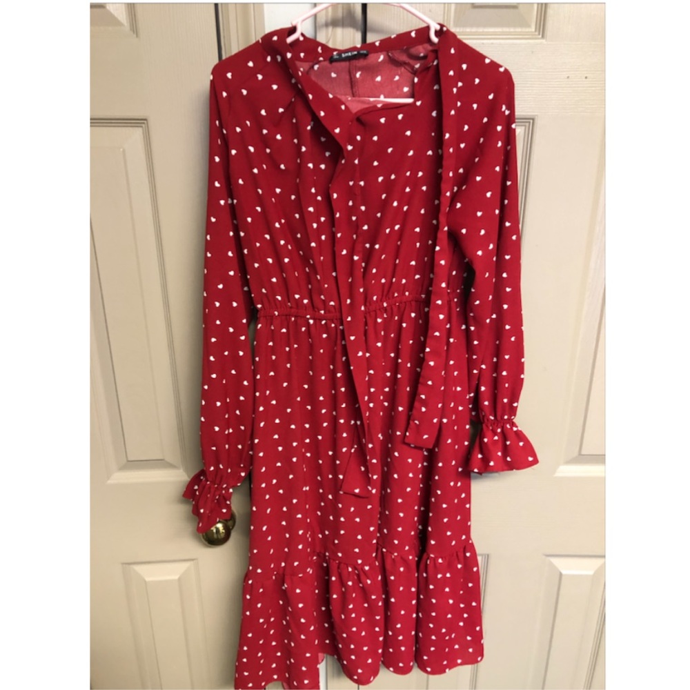 Shein red valentines heart dress